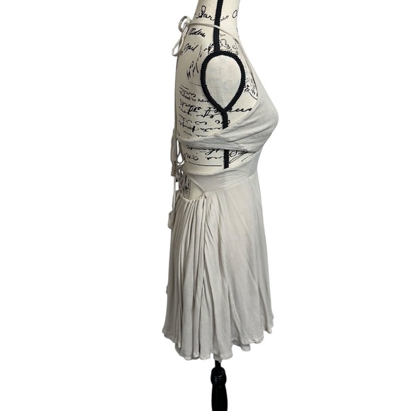 Free People Lille Mini Halter Pocket Dress Stone Medium Bohemian Coastal Cowgirl - Picture 4 of 10